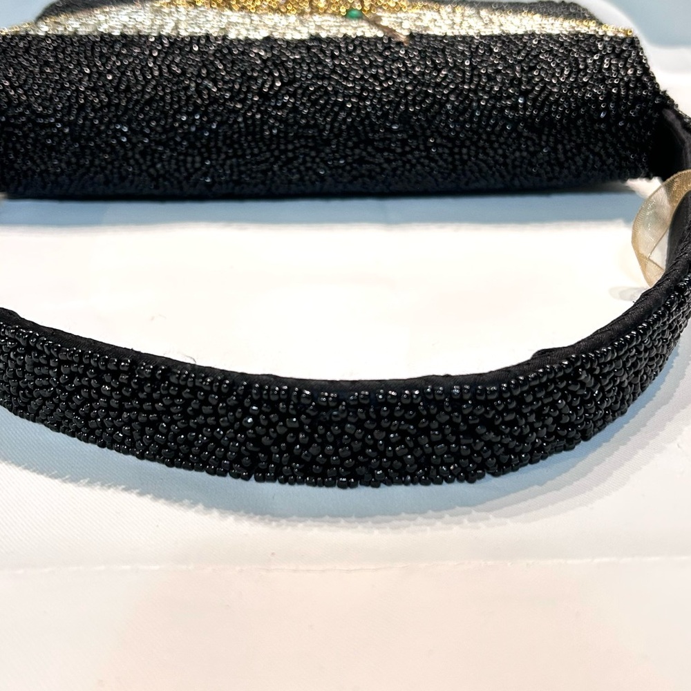 Handcrafted Beaded Shoulder Bag Martini w/ Olive Jewel Black Made In India NWT - Picture 6 of 11